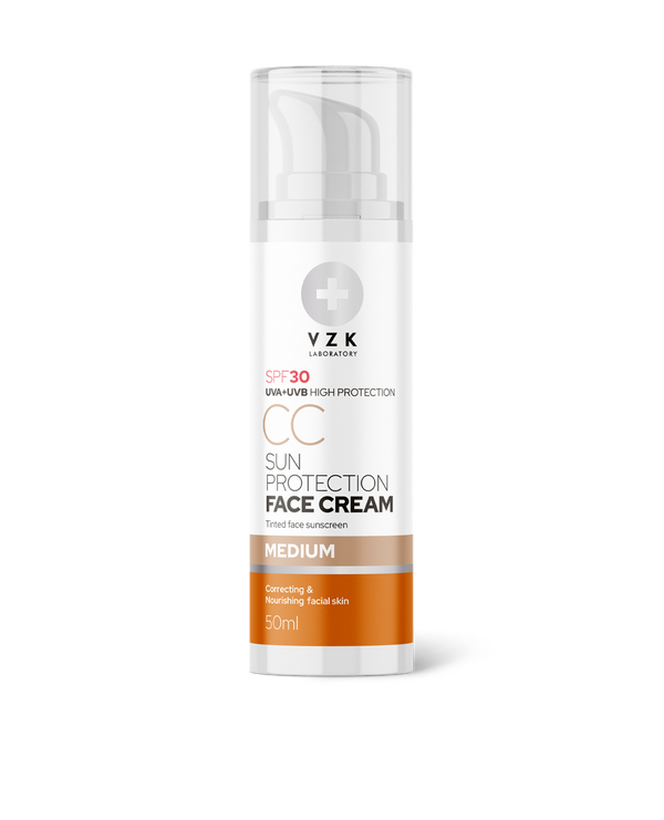 VZK Laboratory CC Sun tonirana zaštitna krema SPF 30 Medium, 50 ml – tonirana dnevna krema za lice sa SPF zaštitom, njega i prirodan izgled kože