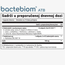 Bactebiom ATB sastav – 12 sojeva, preporučena dnevna doza, tablica