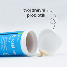 Bactebiom Daily – tvoj dnevni dodatak prehrani, otvorena bočica s kapsulama