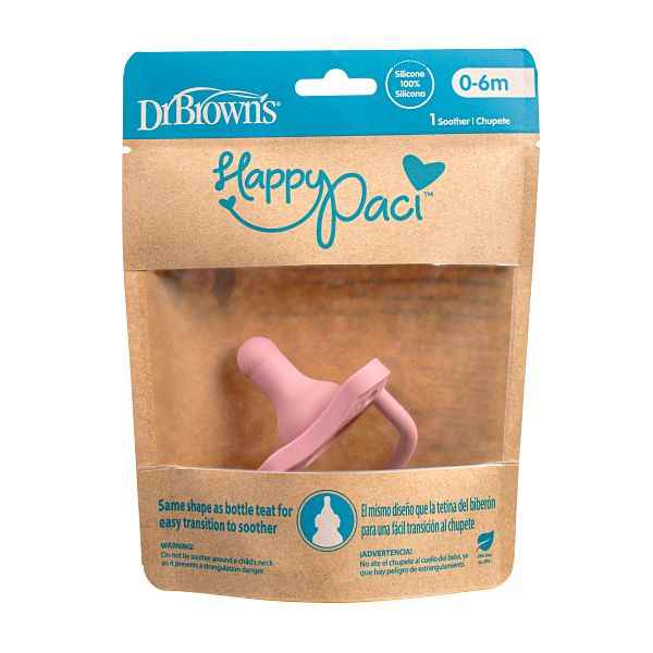 Dr. Brown’s HappyPaci silikonska duda 0-6 mj. – 1 kom, (roza)