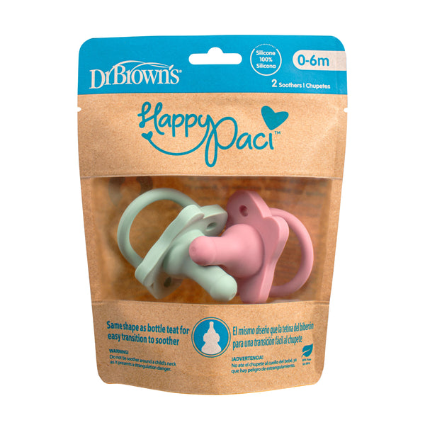 Dr. Brown’s HappyPaci dude varalice – 2 kom, silikonske, 0–6 mj. - Vitashop
