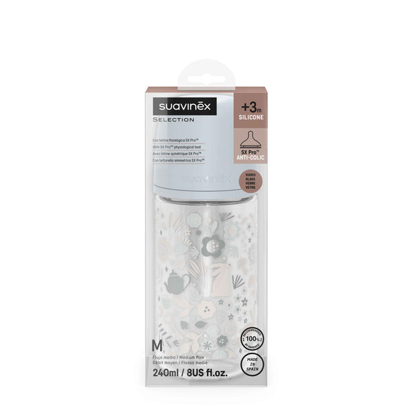 Suavinex Premium SX Pro staklena bočica 240 ml 3+ protiv kolika – plava