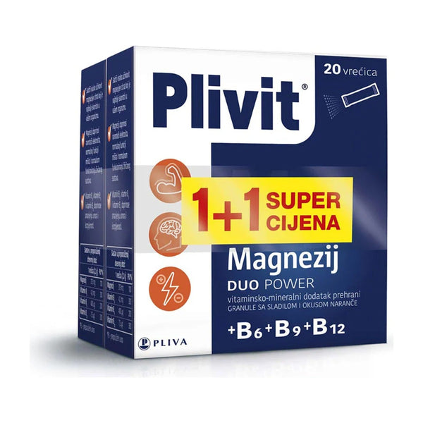 Plivit Magnezij Duo Power, 2 × 20 vrećica (1+1 PROMO) – pakiranje