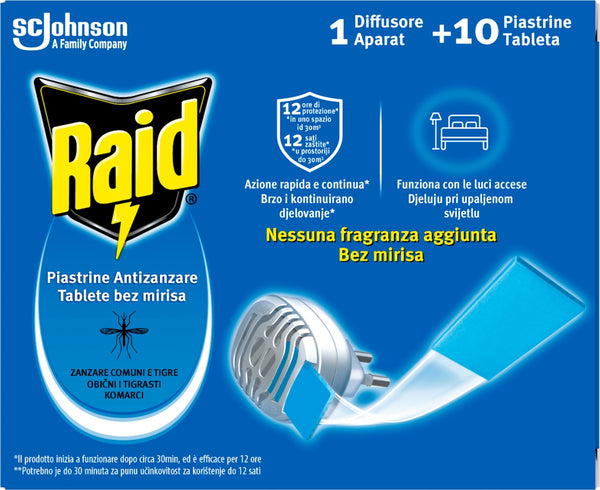 Raid električni aparat i 10 laminiranih tableta protiv komaraca