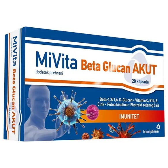 Hamapharm MiVita Beta Glucan Akut, 20 kapsula – pakiranje