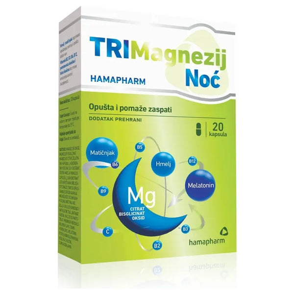 Hamapharm TRIMagnezij Noć, 20 kapsula – pakiranje