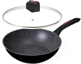 Royalty Line RL-FWN28 wok sa staklenim poklopcem 28 cm, 3,7 l – prikaz posuđa 2