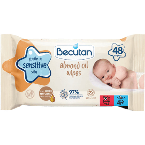 Becutan Vlažne maramice s bademovim uljem, 48 kom.