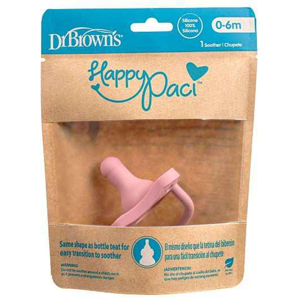 Dr. Brown’s HappyPaci silikonska duda 0-6 mj. – 1 kom, (roza)