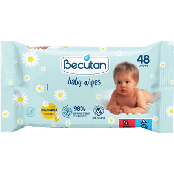 Becutan Vlažne maramice s ekstraktom kamilice, 3 x 48 kom.