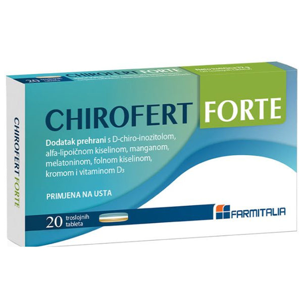 Chirofert Forte dodatak prehrani s D-chiro-inozitolom, 20 troslojnih tableta – pakiranje