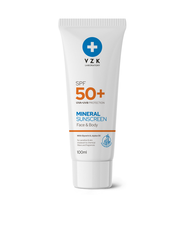 VZK Laboratory mineralna krema za sunčanje SPF 50 za lice i tijelo, 100 ml – prirodna zaštita s mineralnim filterima za osjetljivu kožu