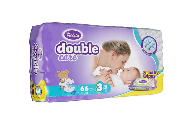 Violeta pelene DC AIR DRY MIDI-3 jumbo (4-9 kg., 66 kom) + gratis baby maramice - Vitashop