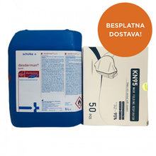 Zaštitna maska KN95 50 komada + Desderman Pure 5L sredstvo za dezinfekciju ruku - Vitashop