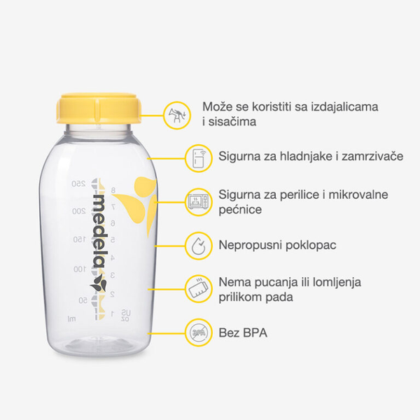 MEDELA - Bočice za pohranu mlijeka i hranjenje - 250ml - 2 kom - Vitashop