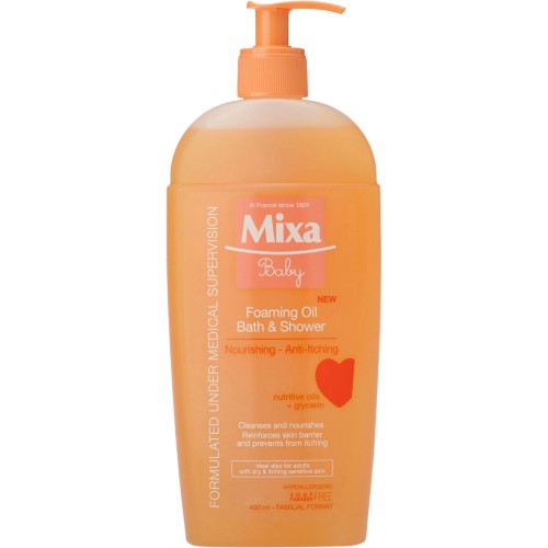 Mixa Baby Gel za kupanje i tuširanje obogaćen uljima, 400 ml - Vitashop