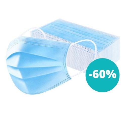 Jednokratne maske za lice troslojne, 50 komada - Vitashop